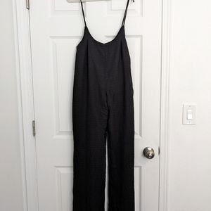 Wide leg suspender pants